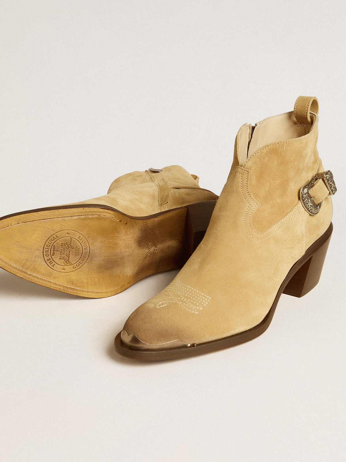 Patty ankle boots in sand-colored waxed suede - Golden Goose Women