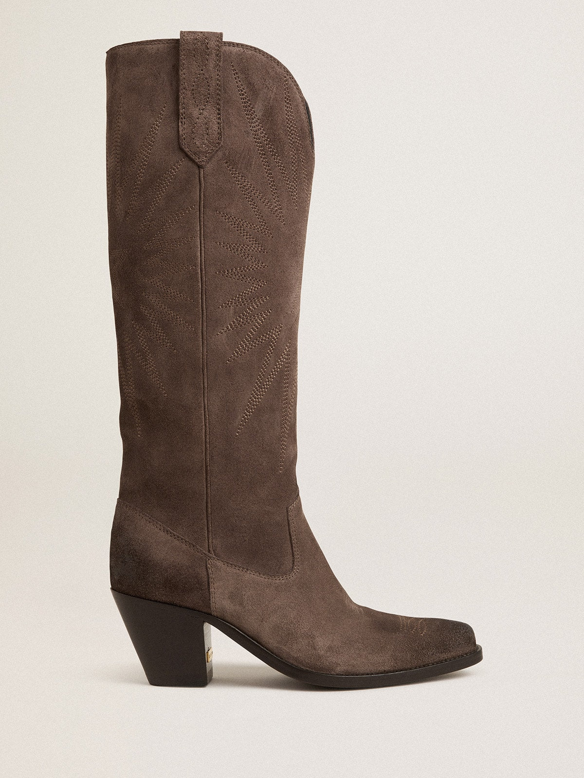 Wish Star boots in dark brown suede with tone-on-tone inlay star - Golden Goose Women