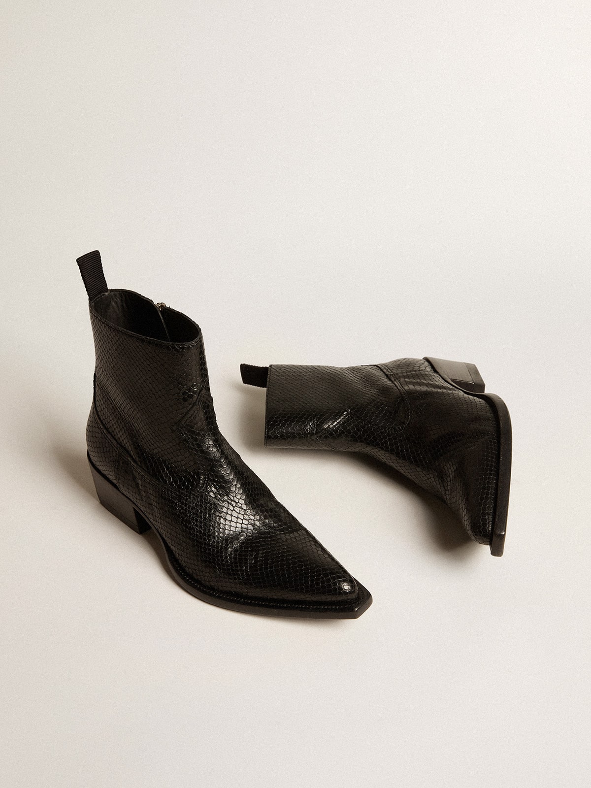 Low Debbie boots in black snake-print leather - Golden Goose Women