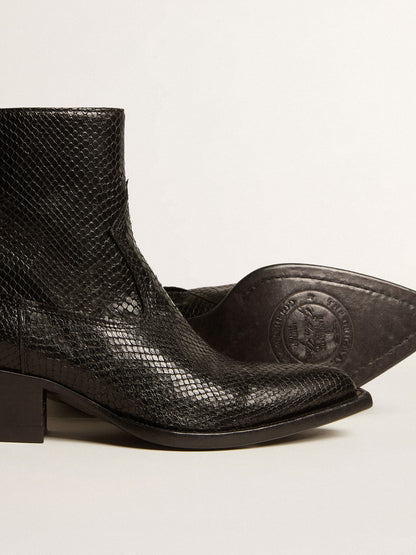 Low Debbie boots in black snake-print leather - Golden Goose Women