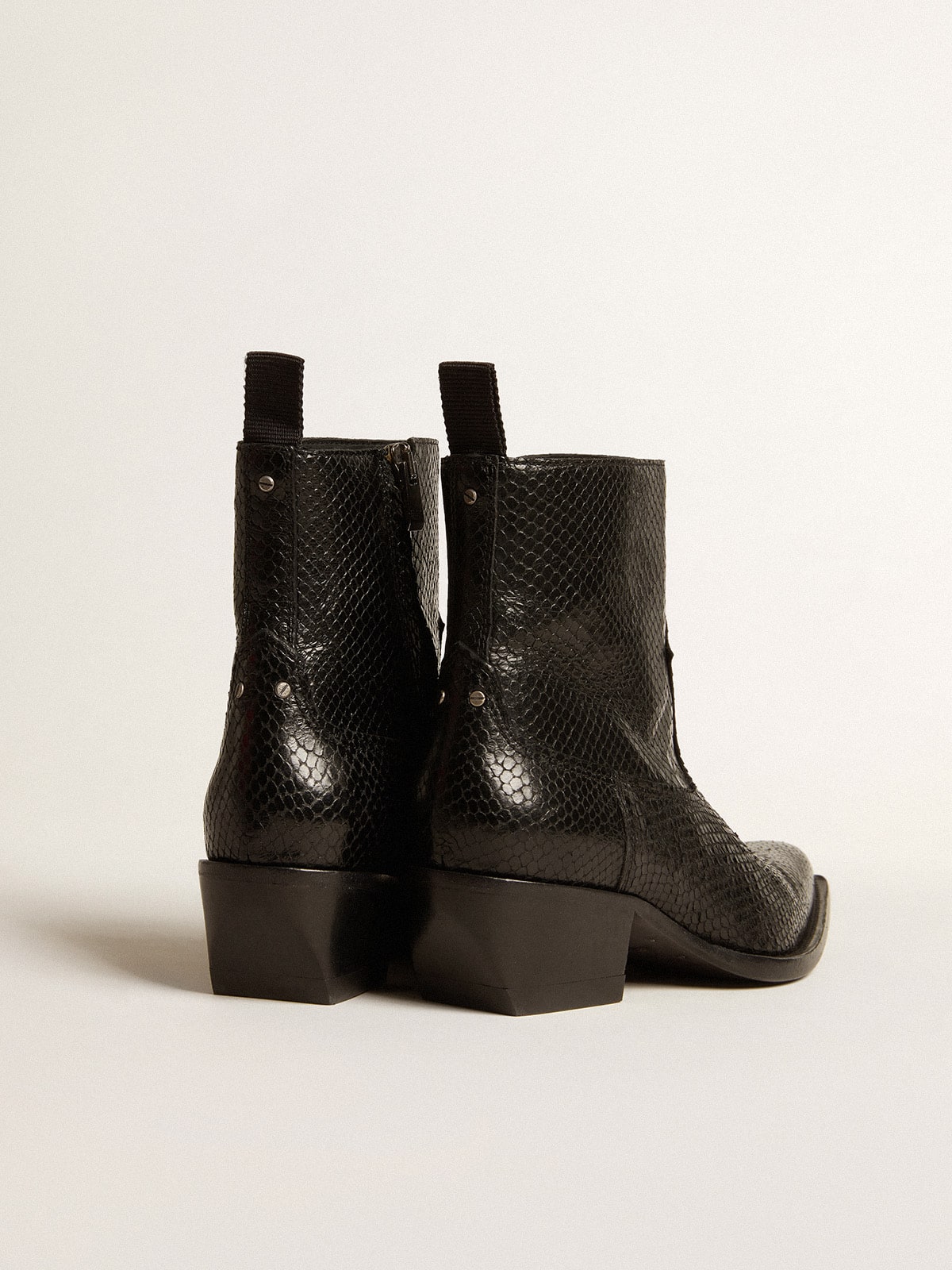 Low Debbie boots in black snake-print leather - Golden Goose Women