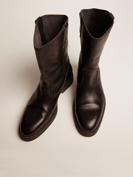 Biker boots in black leather - Golden Goose Women
