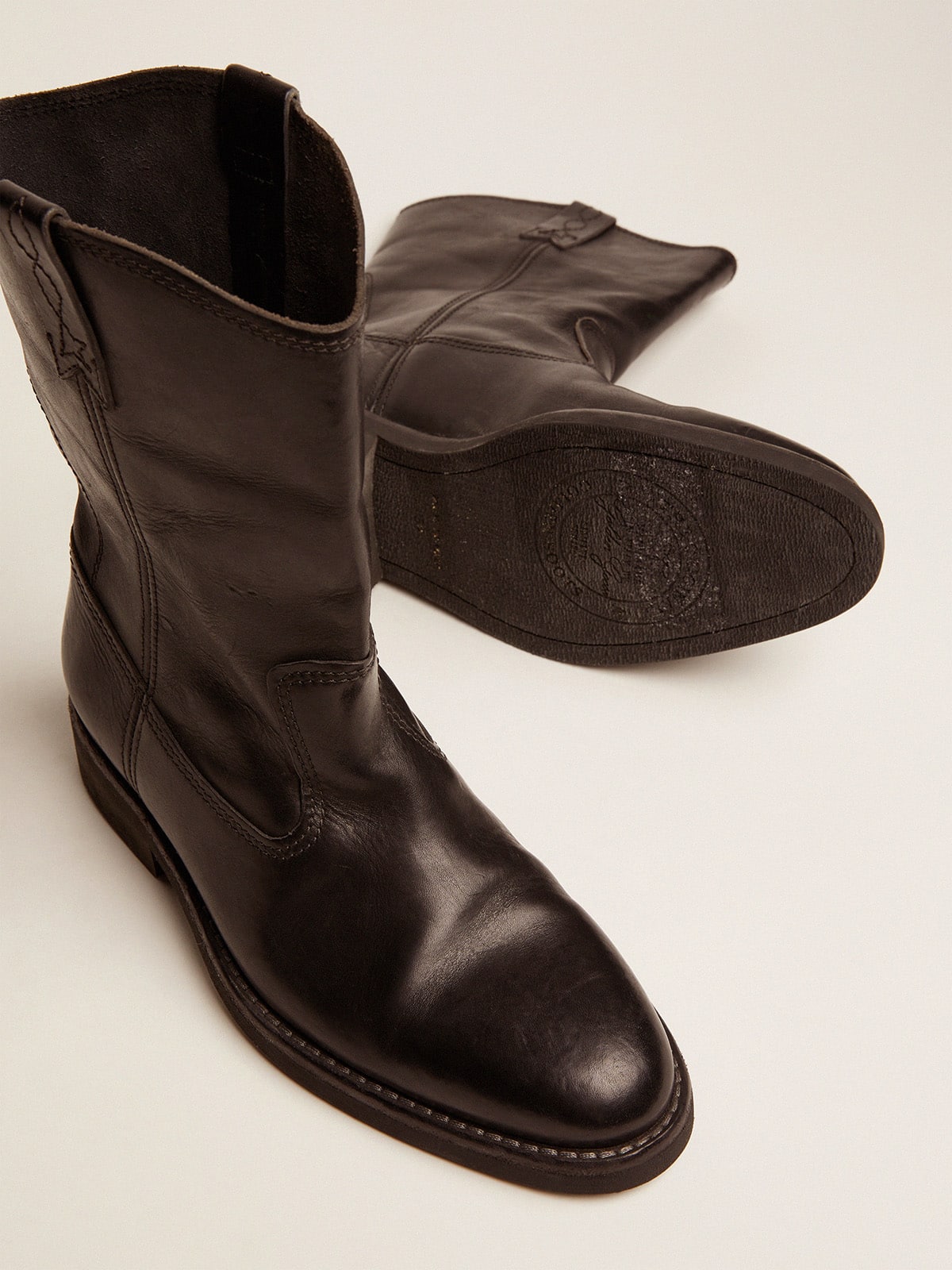 Biker boots in black leather - Golden Goose Women