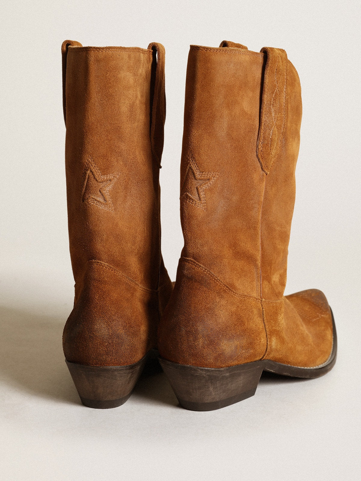 Women's low boots in tobacco-colored suede with inlay star - Golden Goose Women