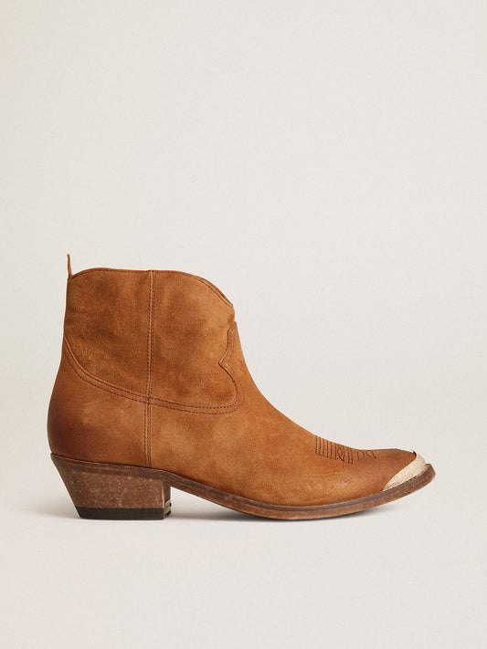 Young ankle boots in cognac-colored suede - Golden Goose Women