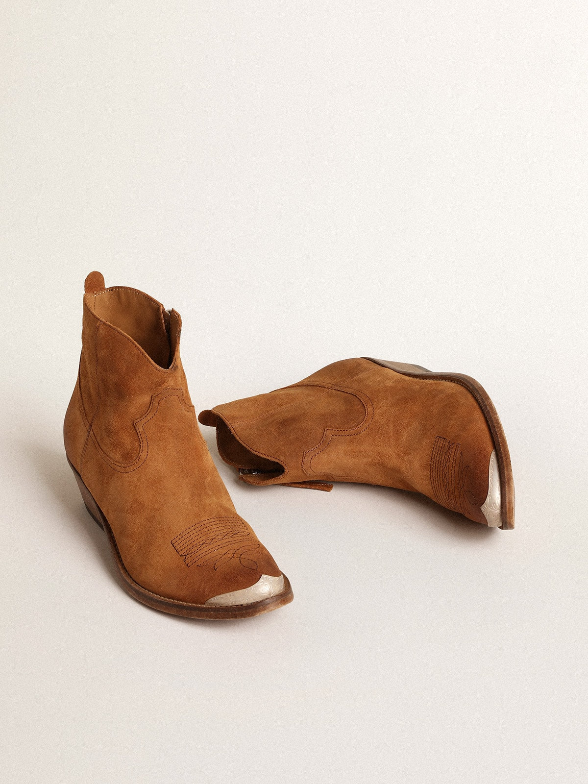 Young ankle boots in cognac-colored suede - Golden Goose Women