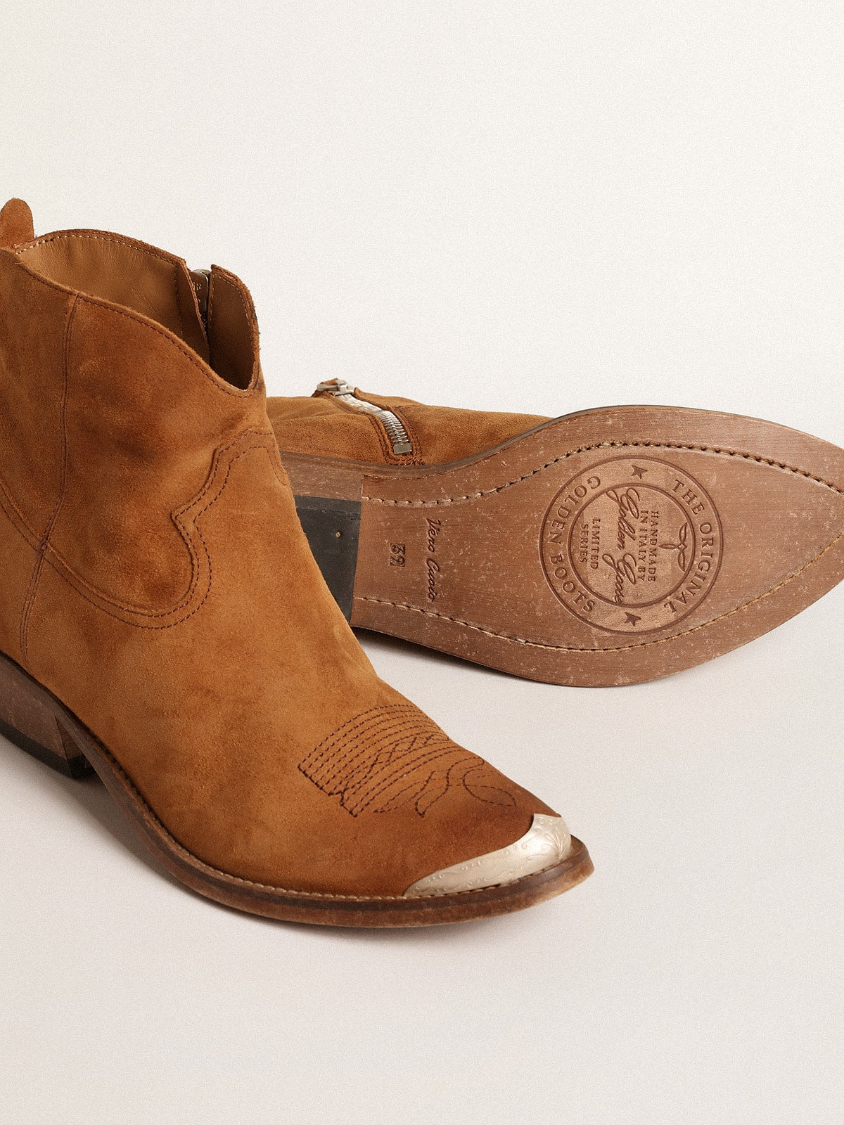 Young ankle boots in cognac-colored suede - Golden Goose Women