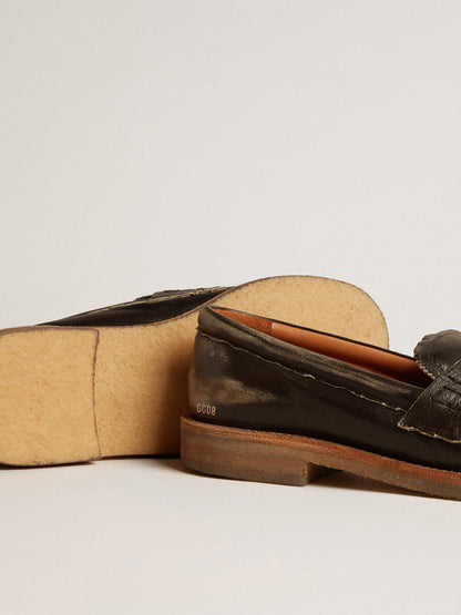 Women's Jerry loafer in black leather - Golden Goose Women