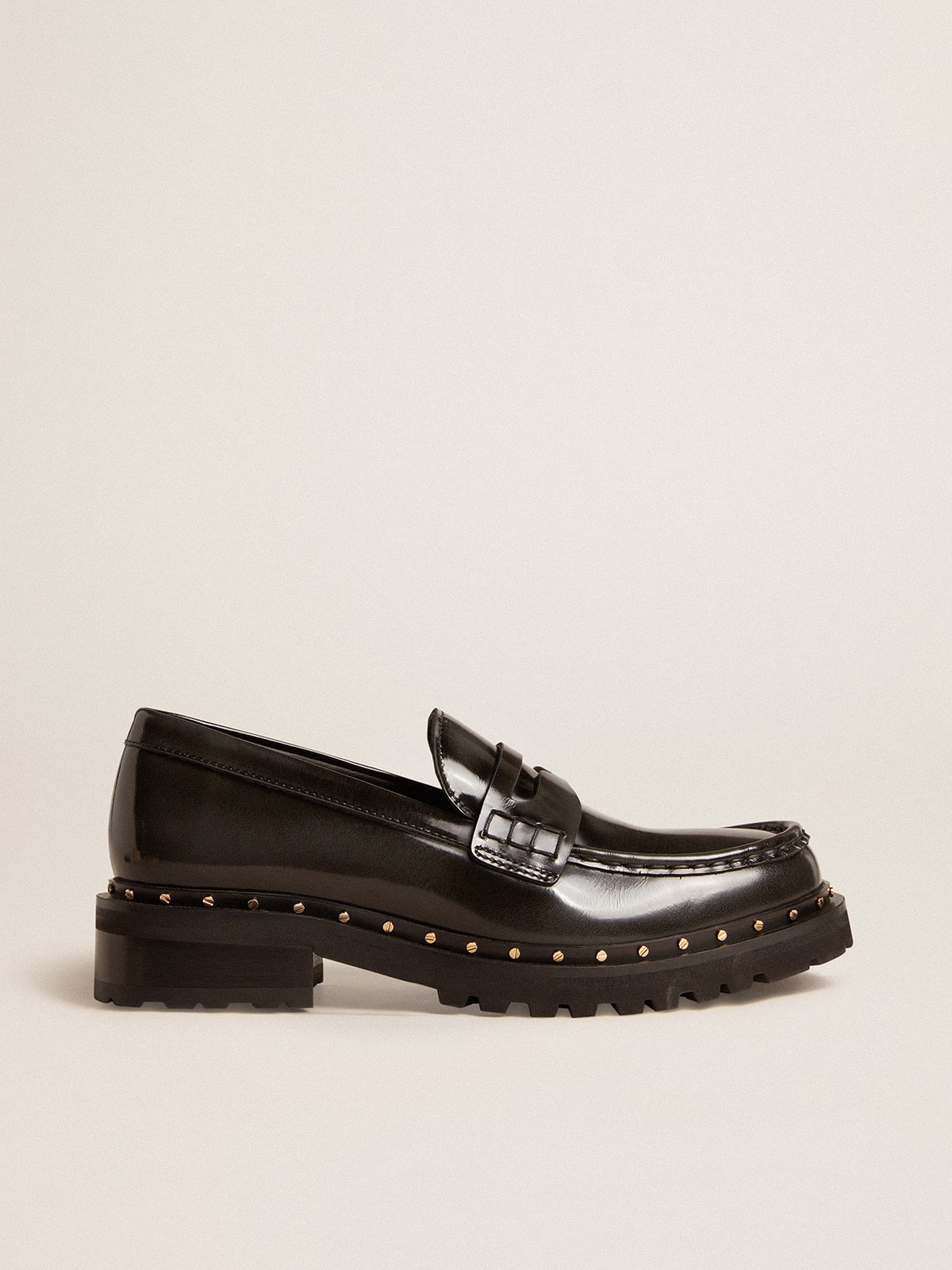 Women’s chunky loafers in studded black leather - Golden Goose Women
