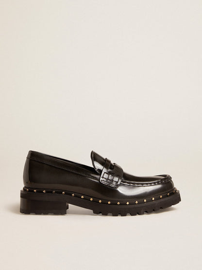 Women’s chunky loafers in studded black leather - Golden Goose Women