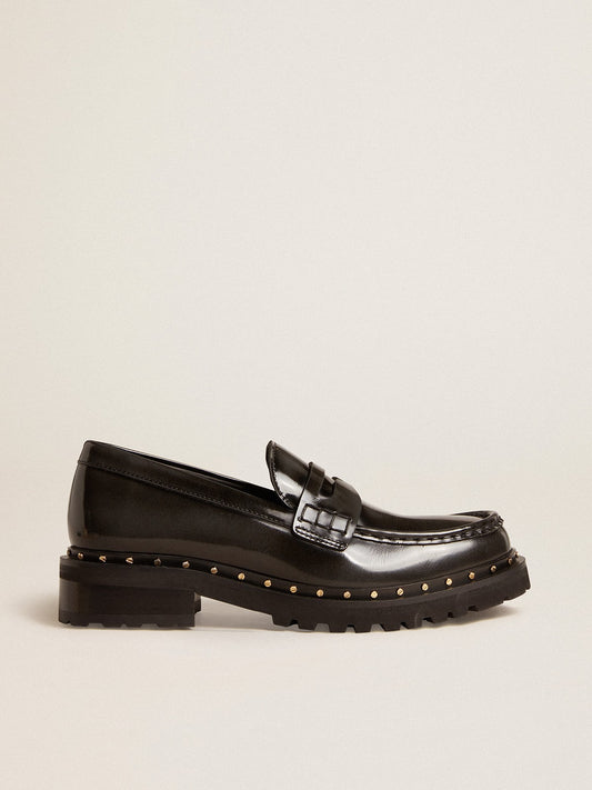 Women’s chunky loafers in studded black leather - Golden Goose Women