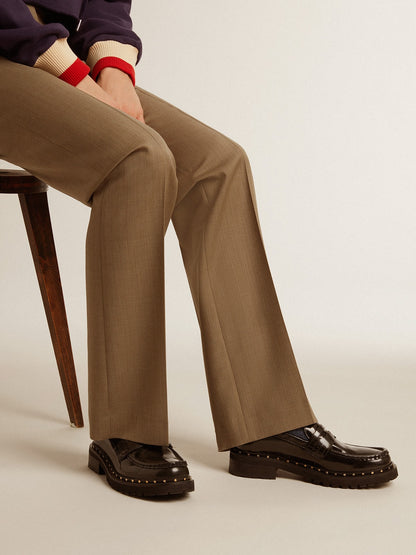 Women’s chunky loafers in studded black leather - Golden Goose Women