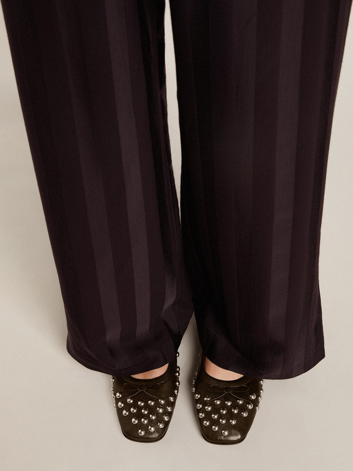 Amy ballet flats in black nappa leather with silver colored studs - Golden Goose Women