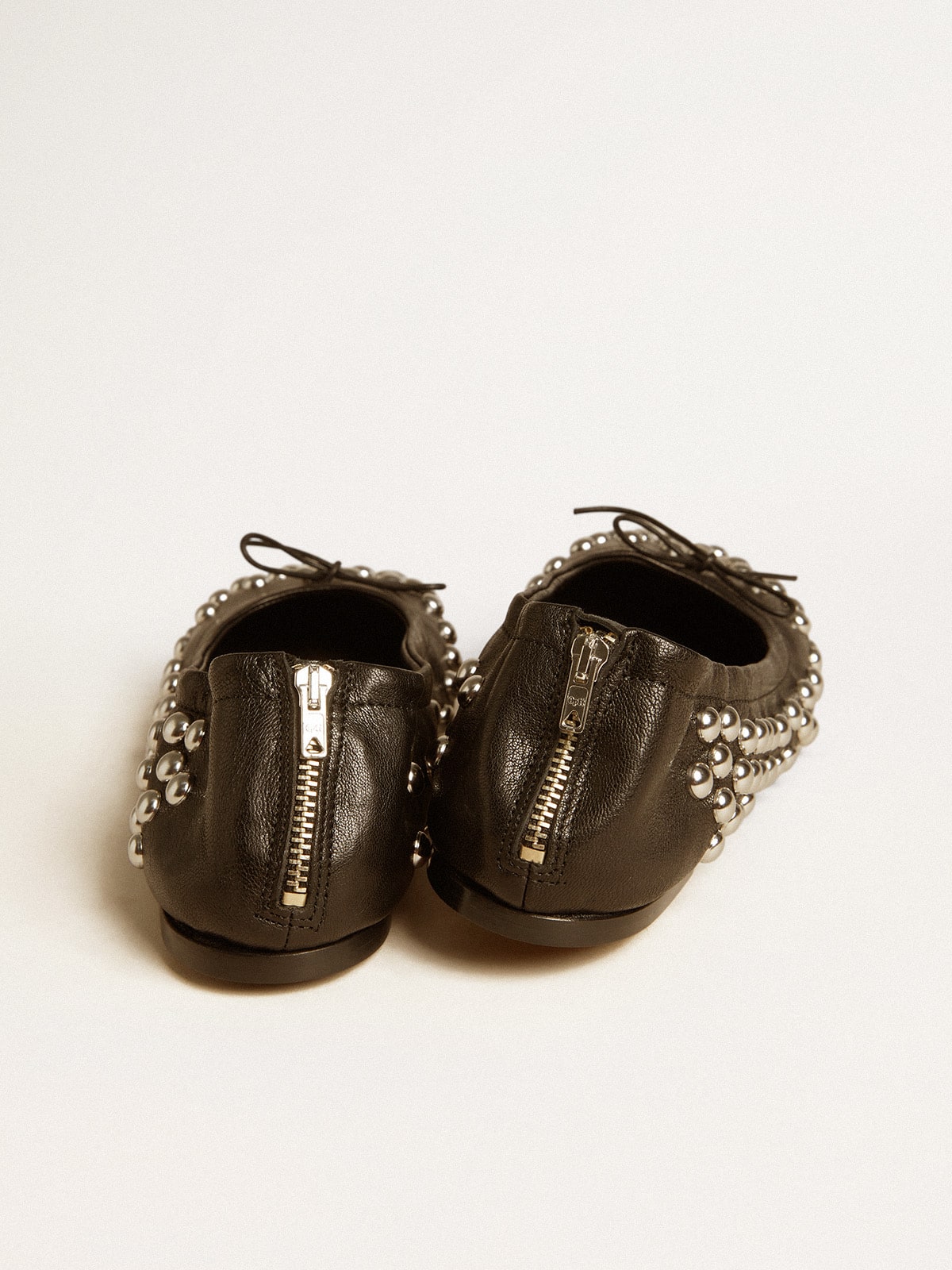 Amy ballet flats in black nappa leather with silver colored studs - Golden Goose Women