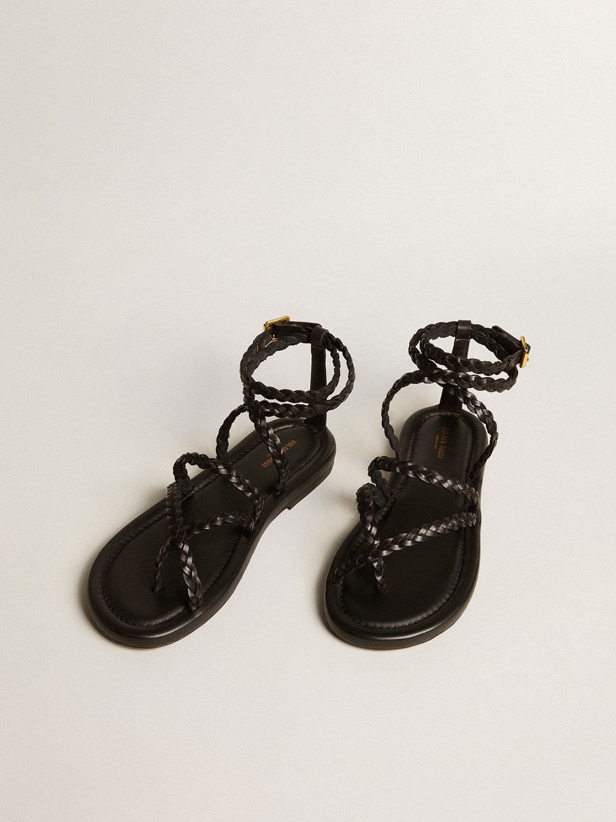 Women's Penelope flat sandals in black leather - Golden Goose Women