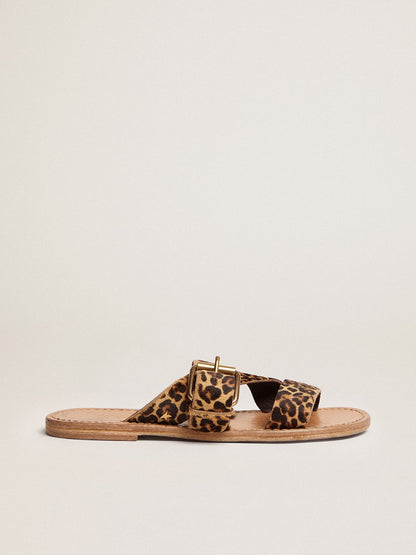 Leopard pony skin sandals for women Margaret | Golden Goose - Golden Goose Women