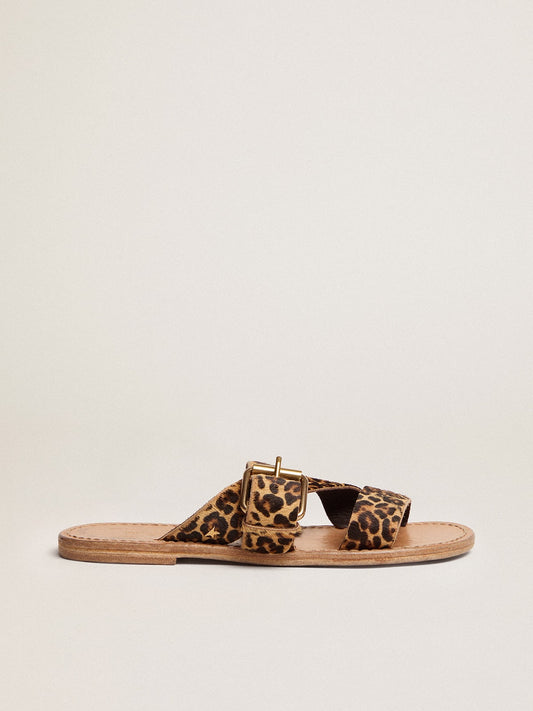 Leopard pony skin sandals for women Margaret | Golden Goose - Golden Goose Women
