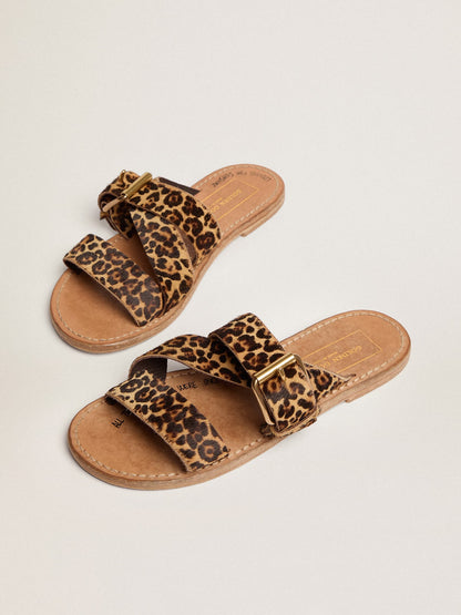 Leopard pony skin sandals for women Margaret | Golden Goose - Golden Goose Women