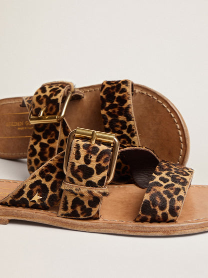 Leopard pony skin sandals for women Margaret | Golden Goose - Golden Goose Women