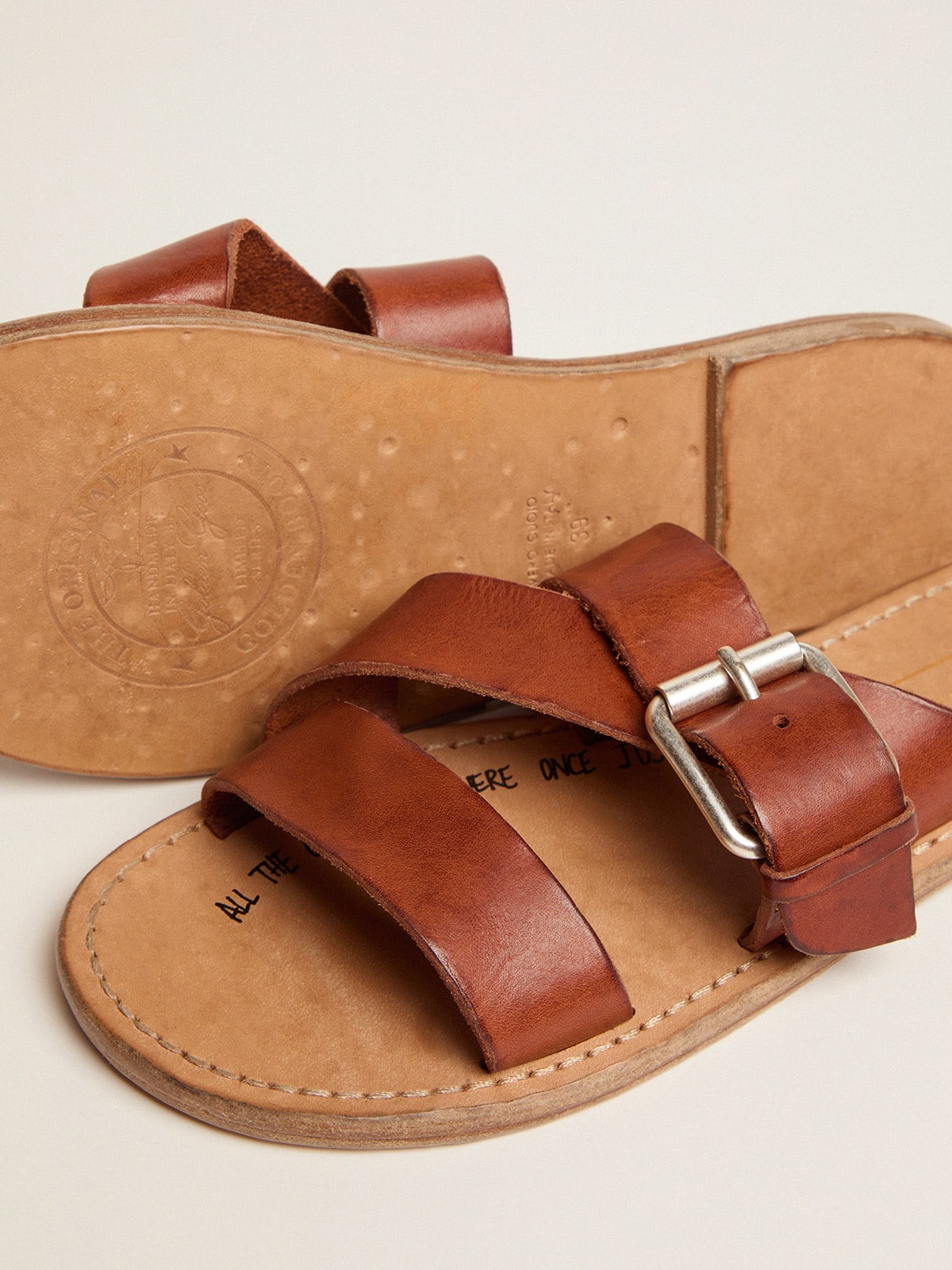 Margaret flat sandals in resin-coated leather - Golden Goose Women