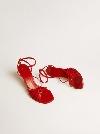 Nico high heel sandals in red nappa leather with gold chain - Golden Goose Women