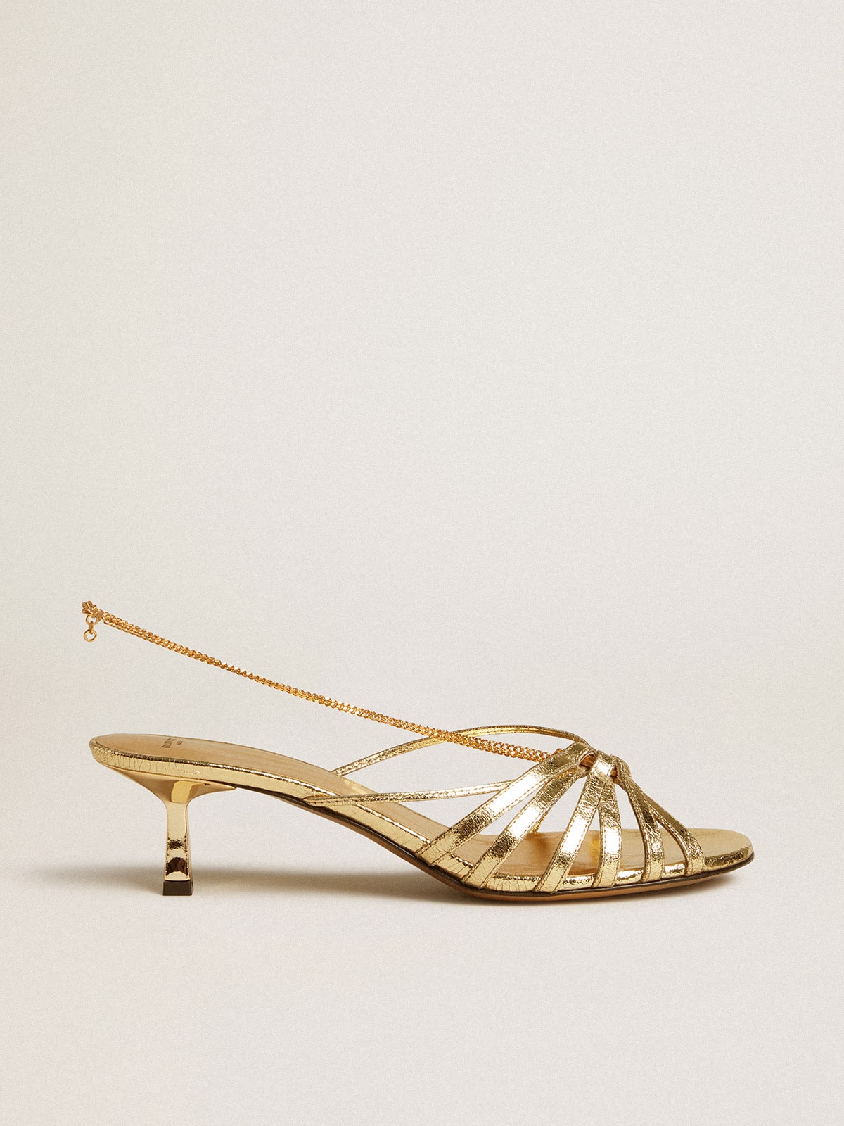 Nico kitten heel sandals in metallic gold leather - Golden Goose Women