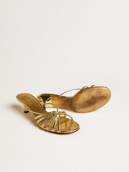 Nico kitten heel sandals in metallic gold leather - Golden Goose Women