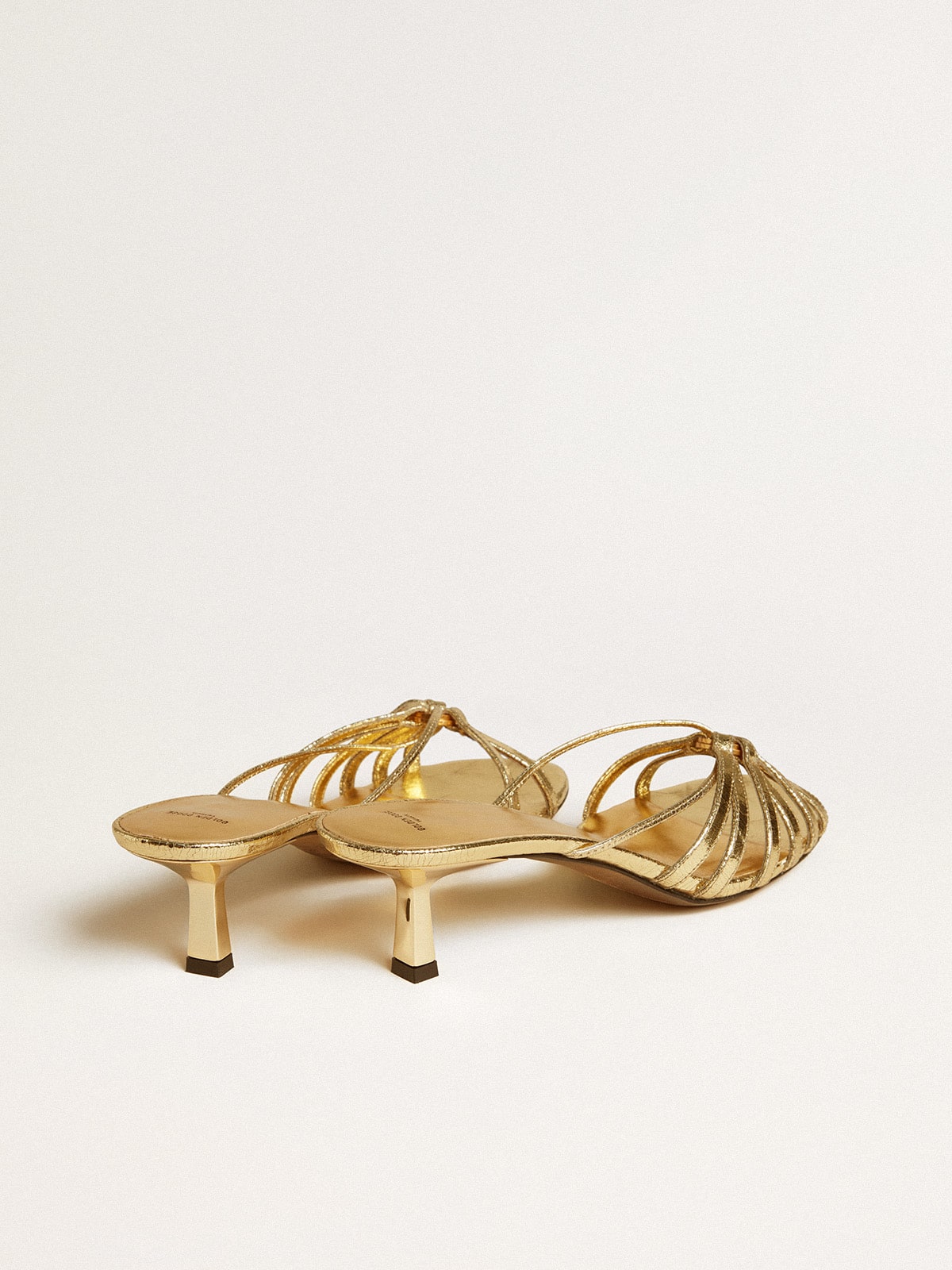 Nico kitten heel sandals in metallic gold leather - Golden Goose Women