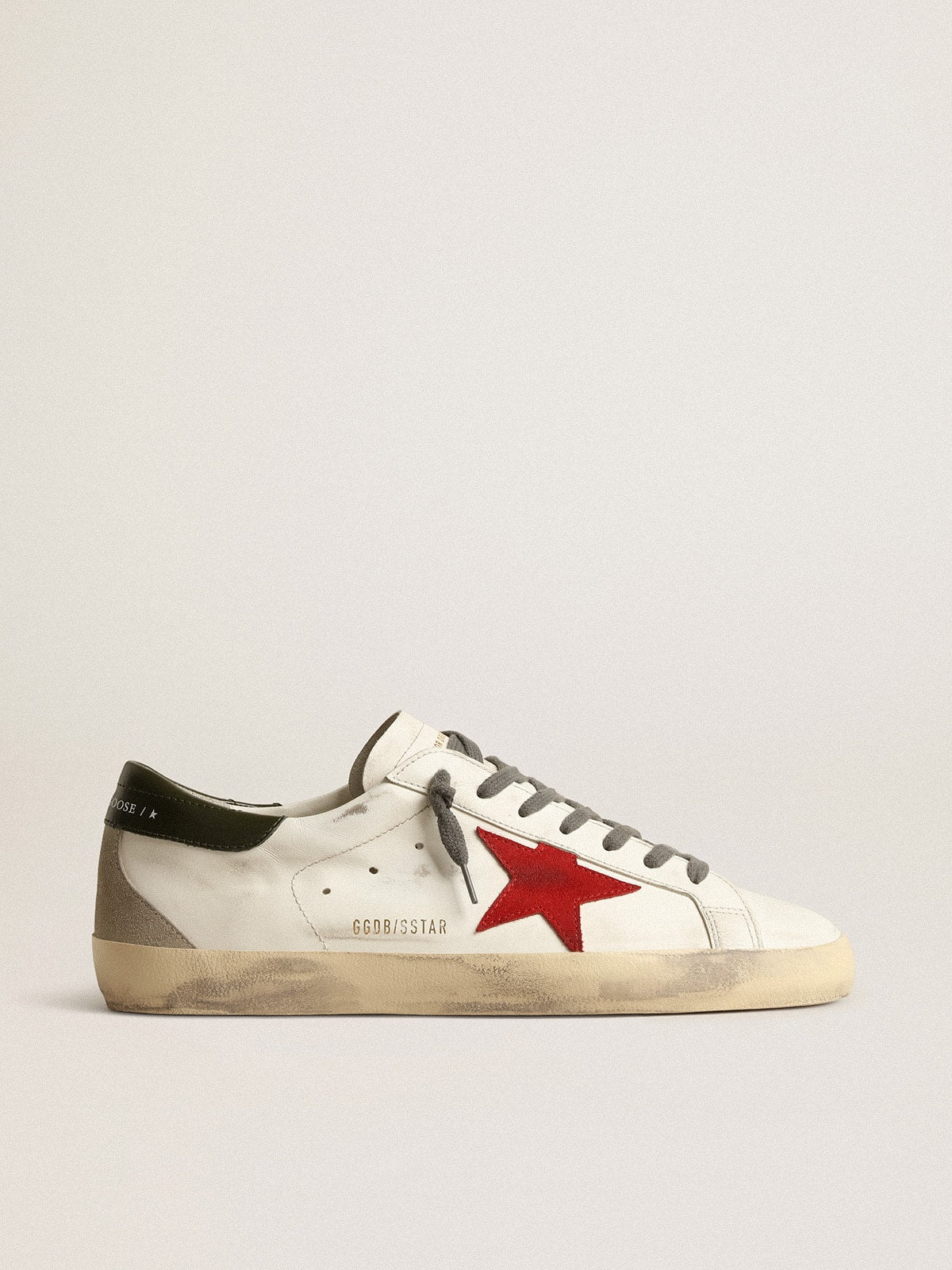 Men's Super-Star with red suede star and green leather heel tab - Golden Goose Men