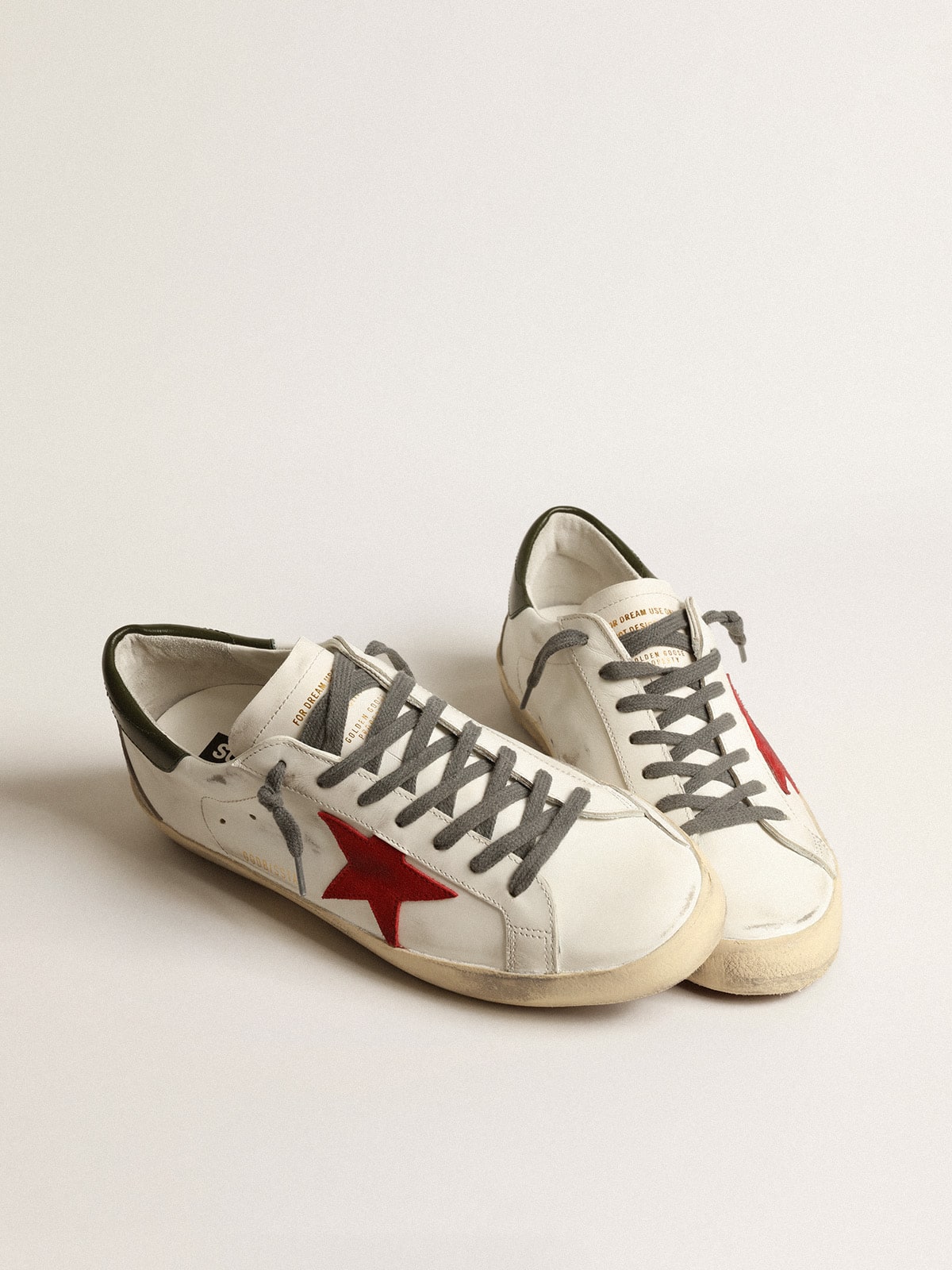 Men's Super-Star with red suede star and green leather heel tab - Golden Goose Men