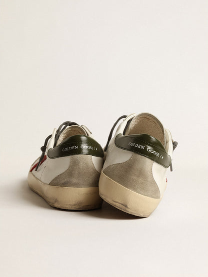 Men's Super-Star with red suede star and green leather heel tab - Golden Goose Men