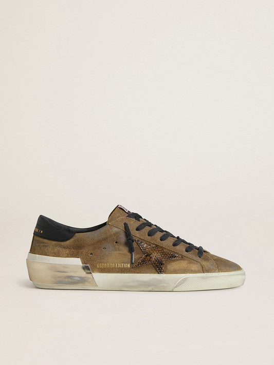 Men's Super-Star LTD in waxed suede with python-print star and nappa leather heel tab - Golden Goose Men