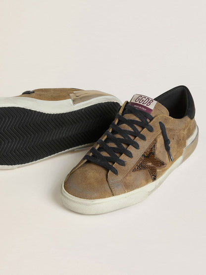 Men's Super-Star LTD in waxed suede with python-print star and nappa leather heel tab - Golden Goose Men