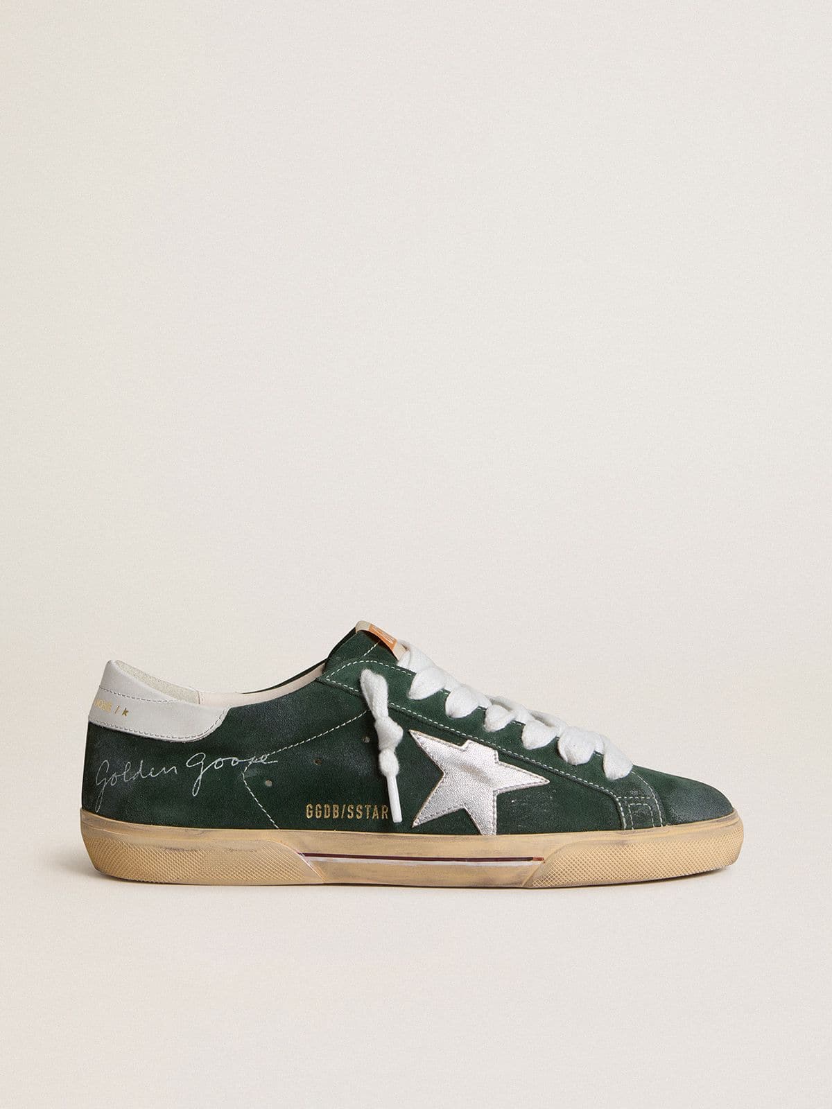 Men's Super-Star in green suede with silver metallic leather star and leather heel tab - Golden Goose Men