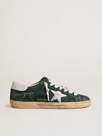 Men's Super-Star in green suede with silver metallic leather star and leather heel tab - Golden Goose Men