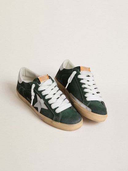 Men's Super-Star in green suede with silver metallic leather star and leather heel tab - Golden Goose Men
