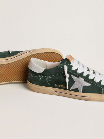 Men's Super-Star in green suede with silver metallic leather star and leather heel tab - Golden Goose Men
