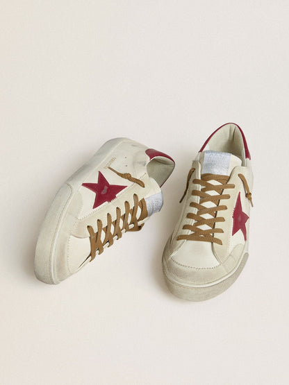 Men's Super-Star with red leather star and beige suede inserts - Golden Goose Men