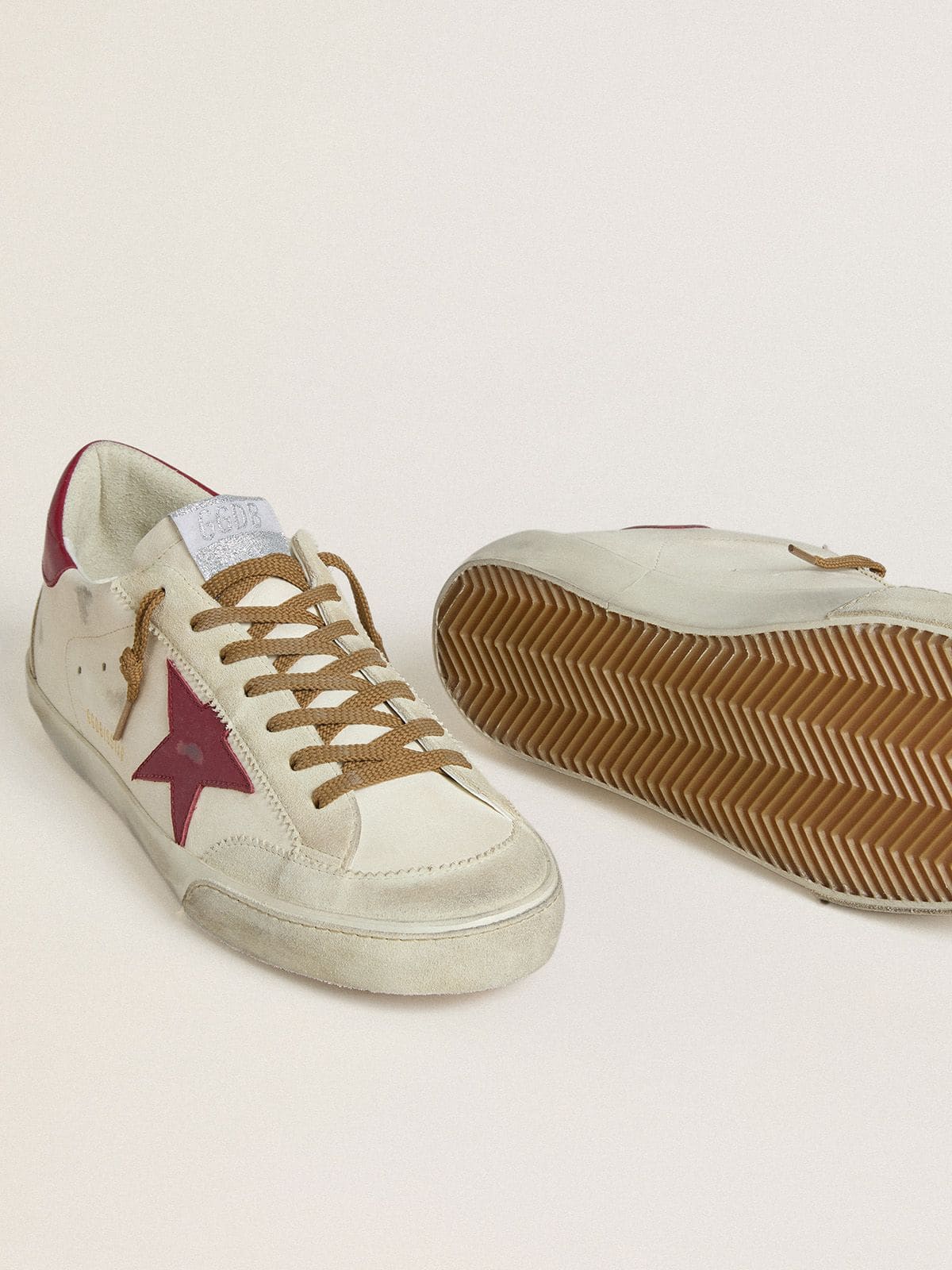 Men's Super-Star with red leather star and beige suede inserts - Golden Goose Men