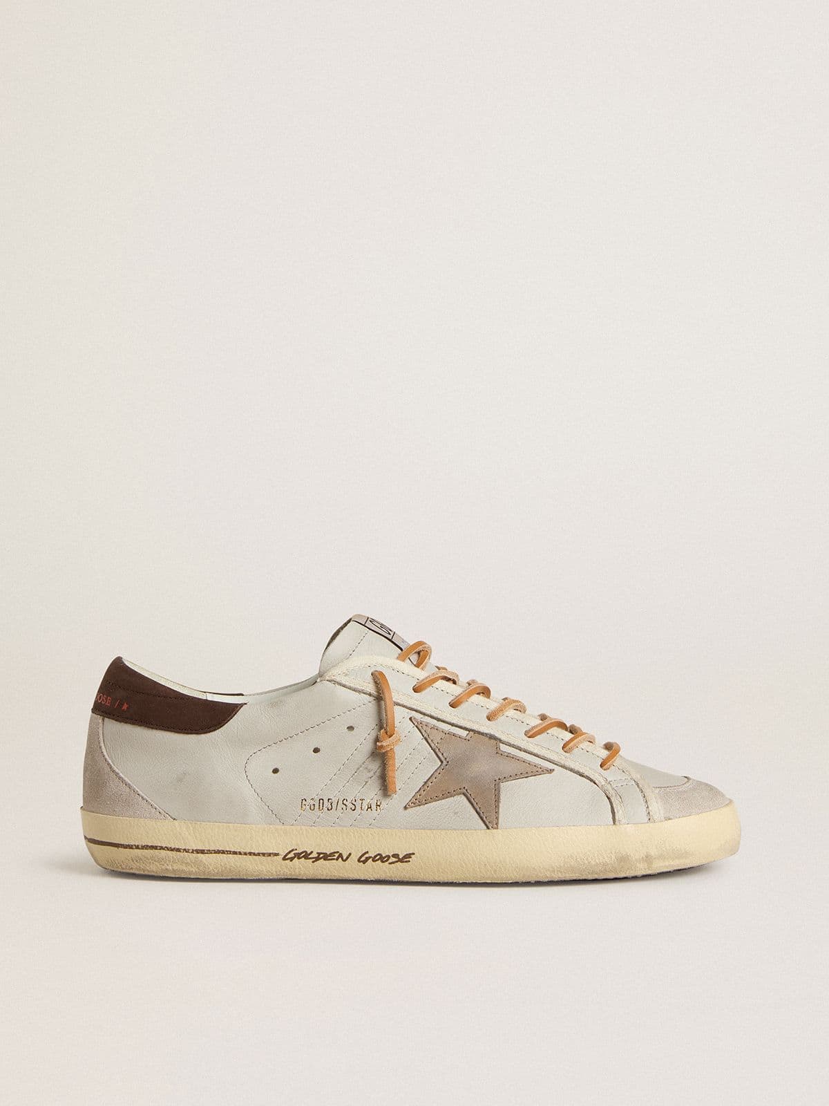 Men's Super-Star with tobacco-colored croc-print leather star and black leather heel tab - Golden Goose Men