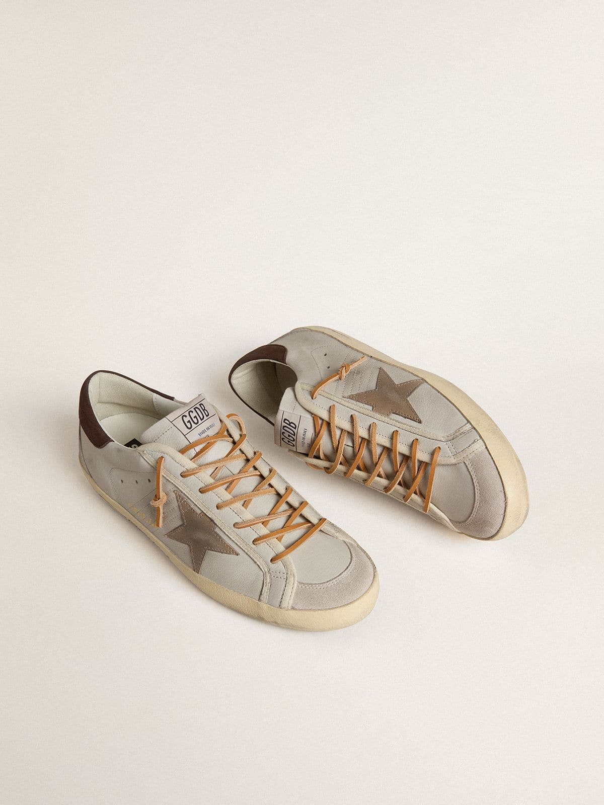Men's Super-Star with tobacco-colored croc-print leather star and black leather heel tab - Golden Goose Men