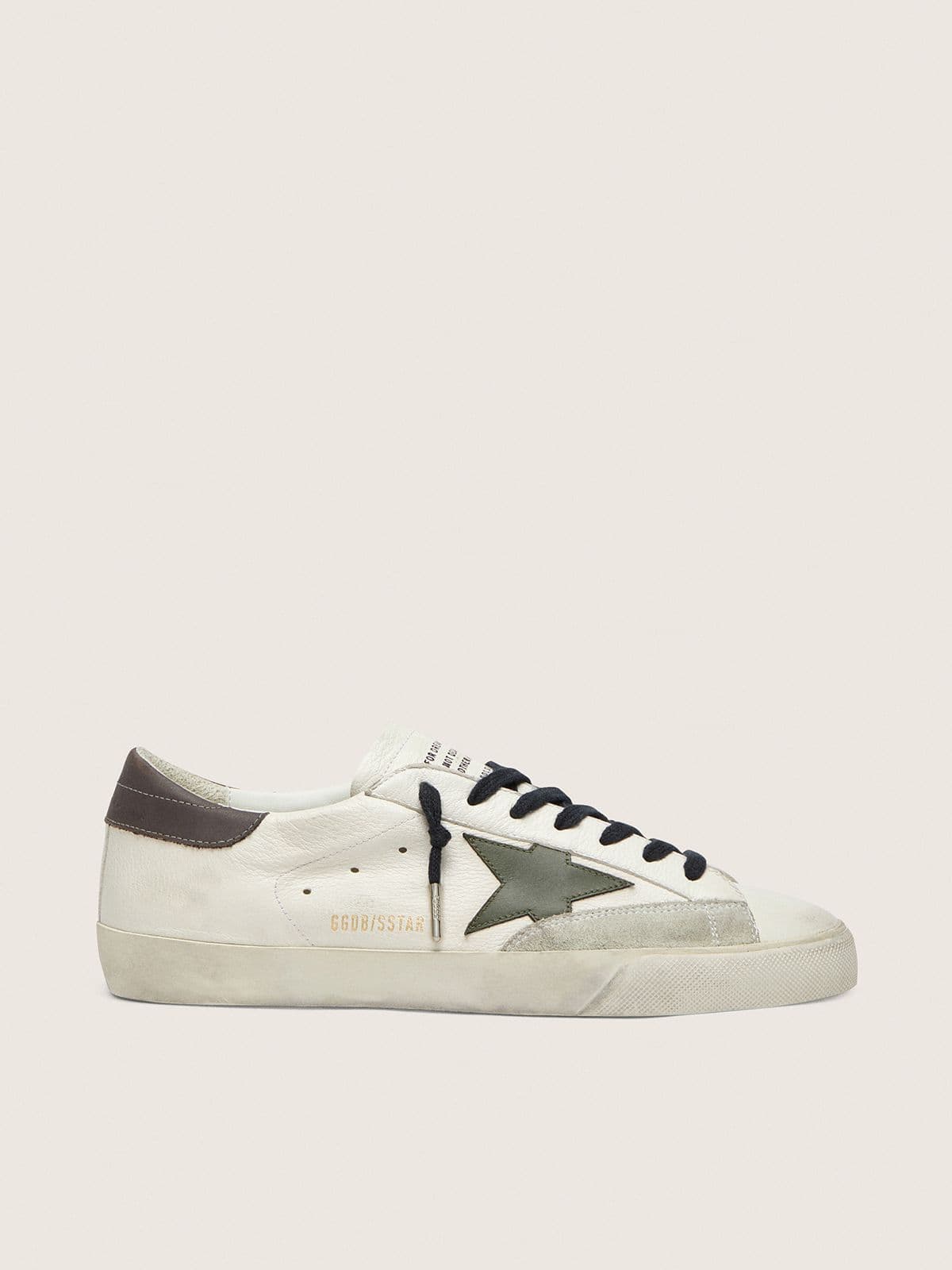 Men's Super-Star in nappa with green leather star and gray leather heel tab - Golden Goose Men