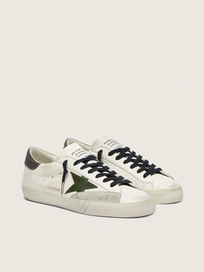 Men's Super-Star in nappa with green leather star and gray leather heel tab - Golden Goose Men