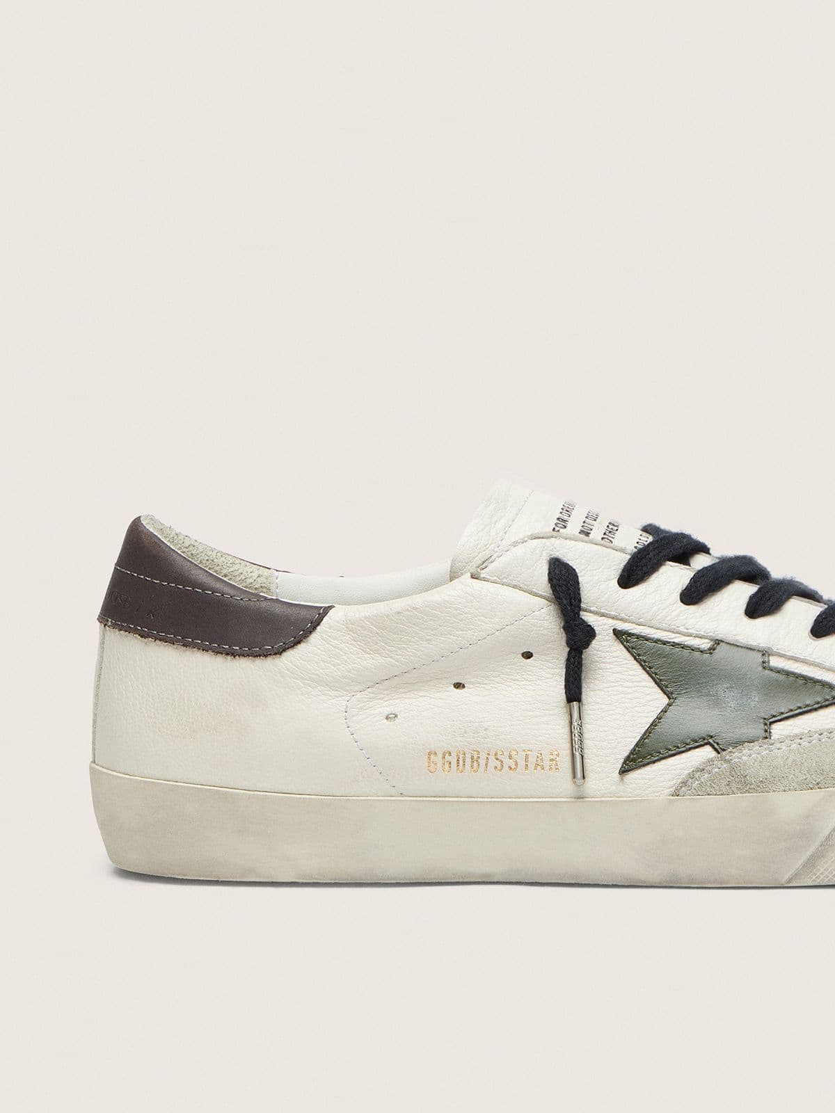 Men's Super-Star in nappa with green leather star and gray leather heel tab - Golden Goose Men