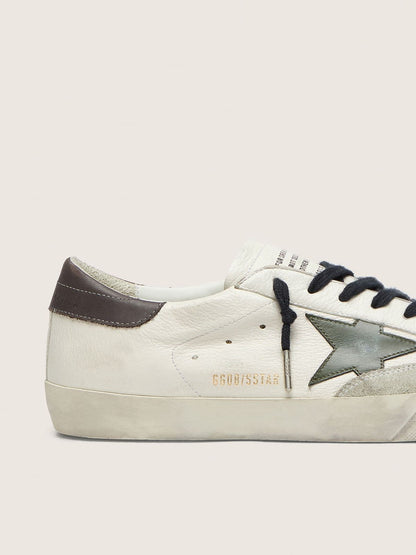 Men's Super-Star in nappa with green leather star and gray leather heel tab - Golden Goose Men