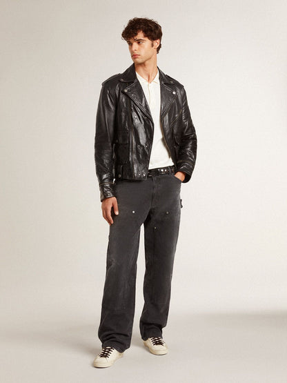 Men's Super-Star in nappa with green leather star and gray leather heel tab - Golden Goose Men