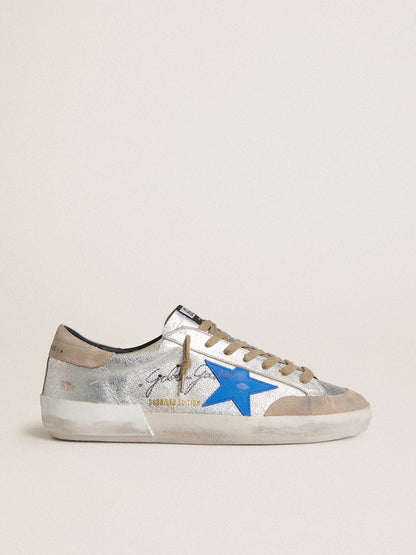 Men's Super-Star LTD in silver metallic suede with leather star and suede heel tab - Golden Goose Men