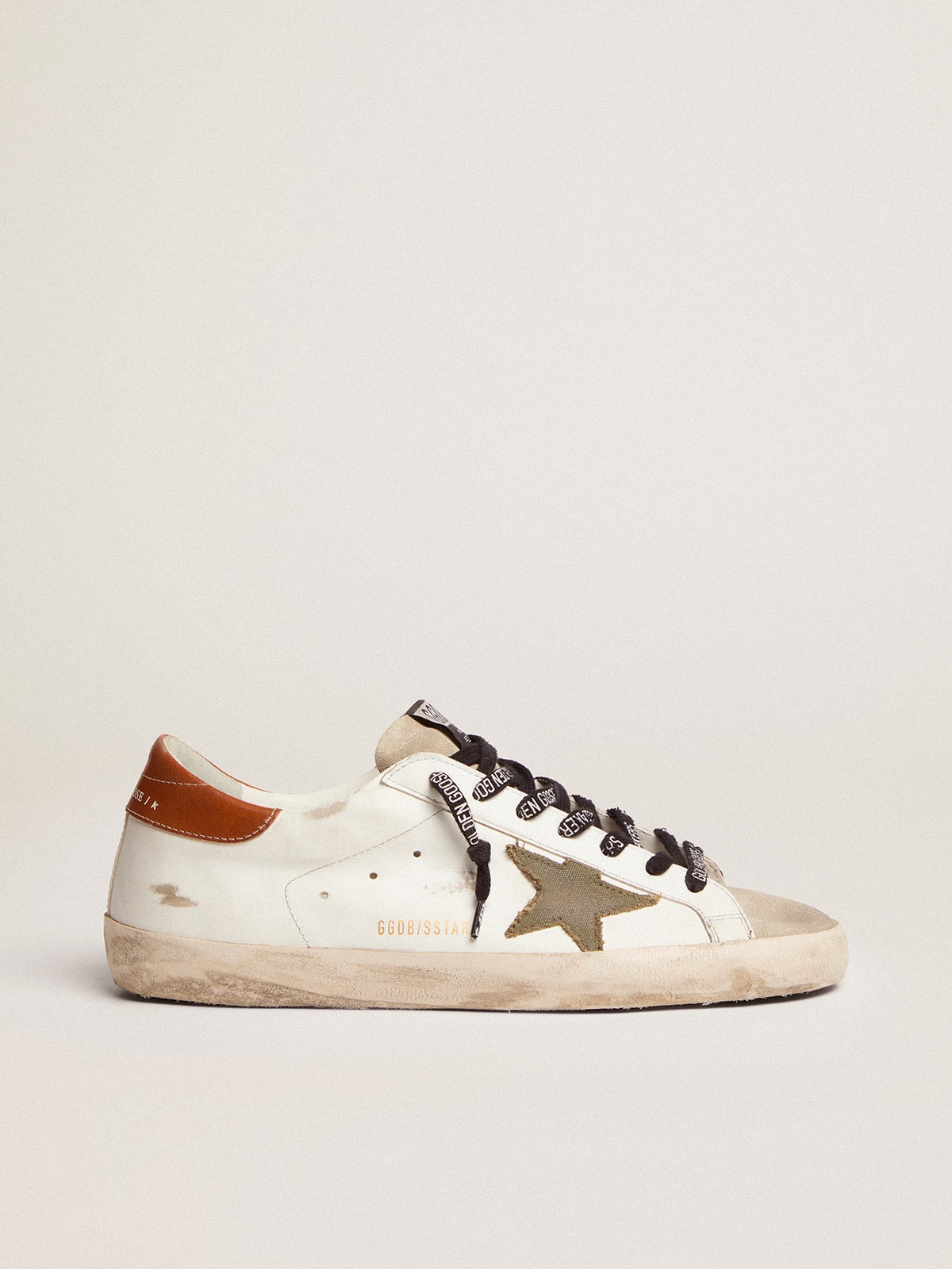Men's Super-Star with star in olive green canvas - Golden Goose Men