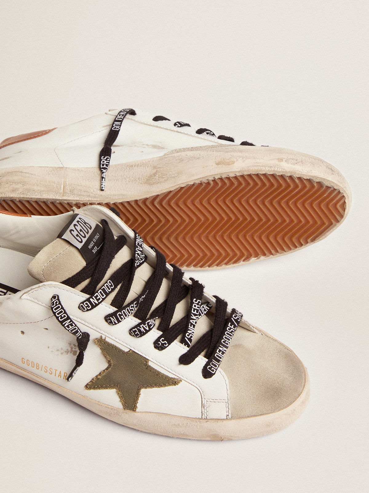 Men's Super-Star with star in olive green canvas - Golden Goose Men