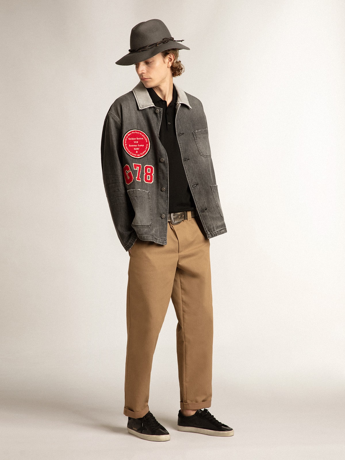 Men's Super-Star in black nappa with black suede star and heel tab - Golden Goose Men